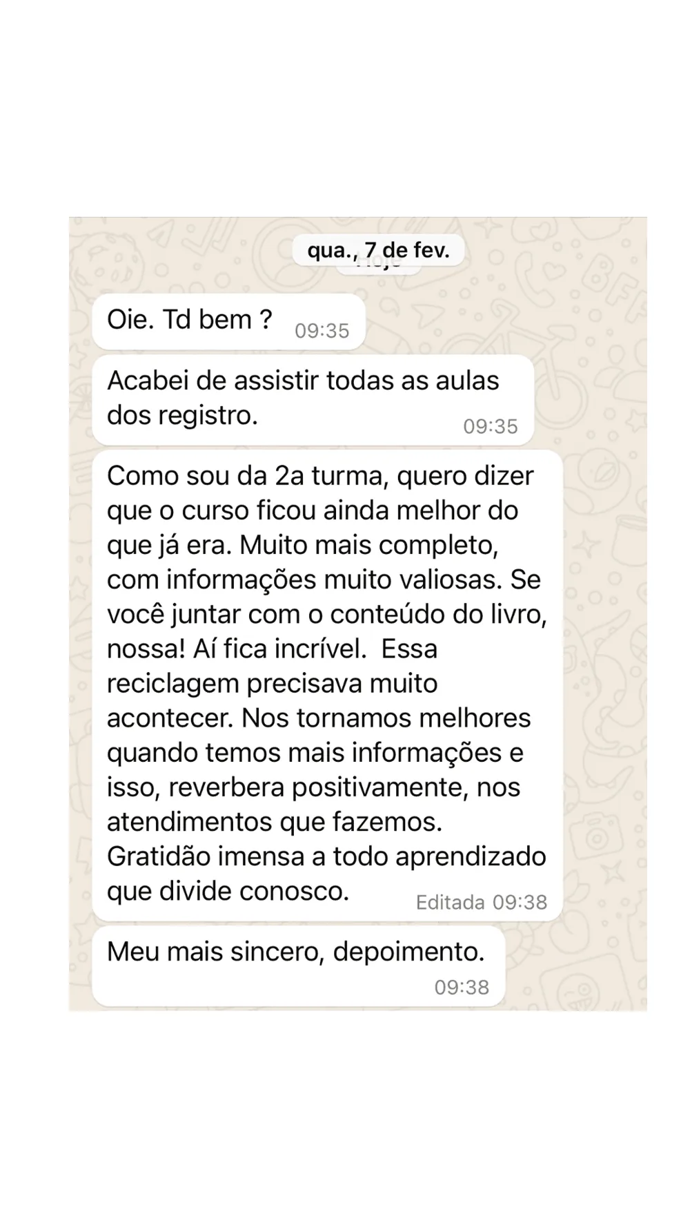 Depoimento de aluna sobre a Formação de Registros Akáshicos