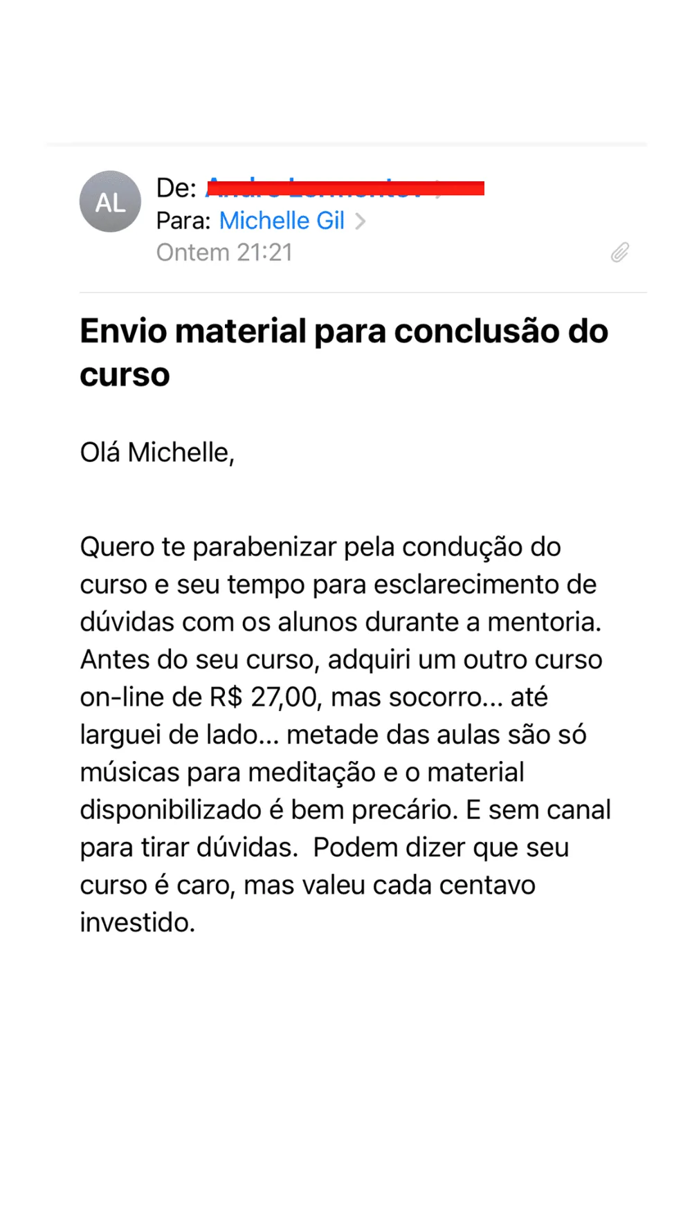 Relato de aluna sobre prosperidade e propósito
